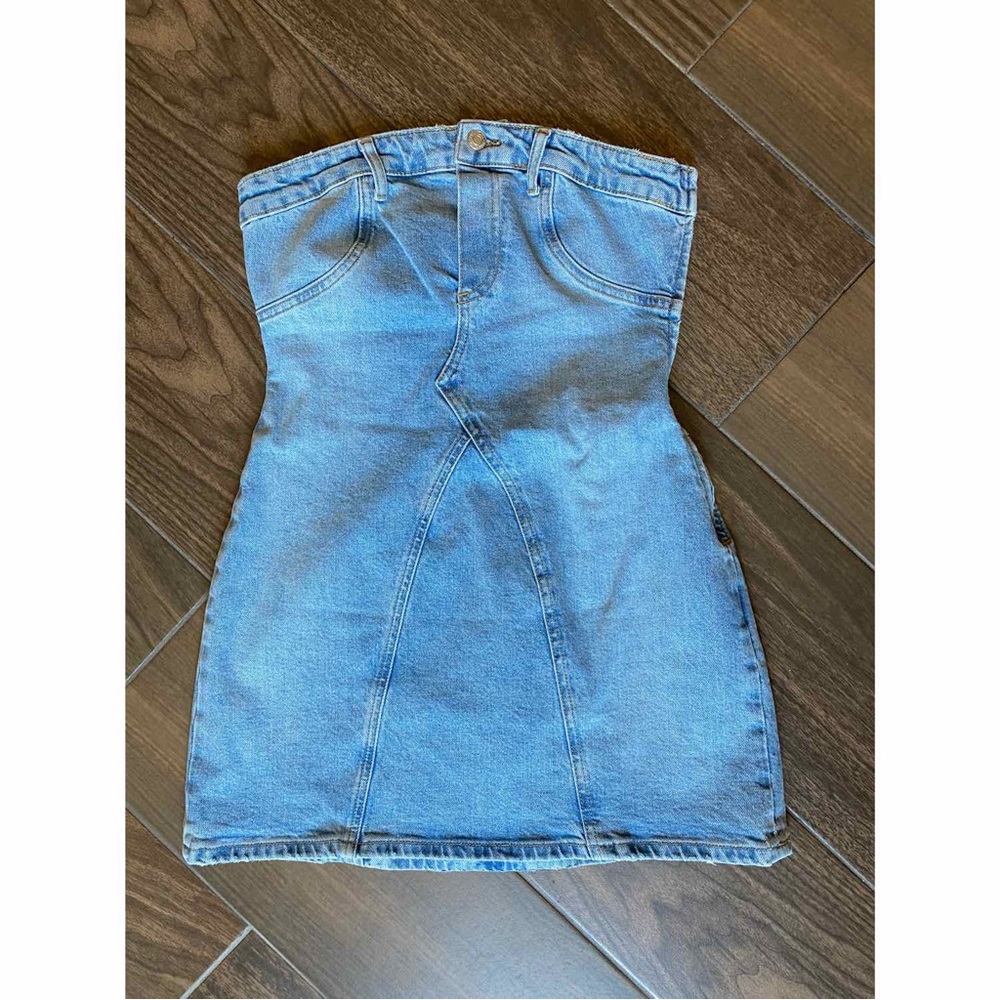 Blue Denim Strapless Dress